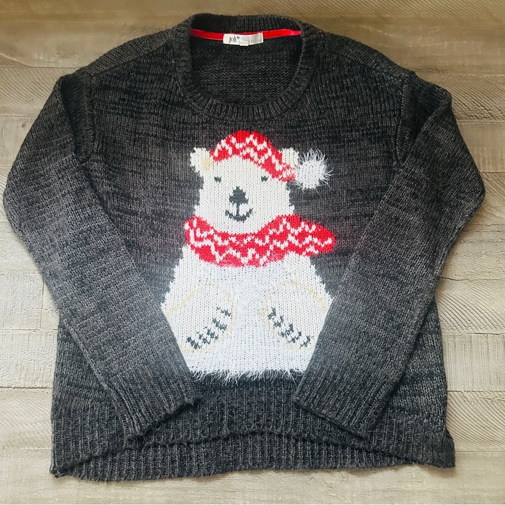 EUC Jolt Women’s Charcoal Gray Sweater with Polar Bear Design Small